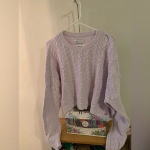 Hollister Lavender Light Purple Cropped Cable Knit Sweater Size Large